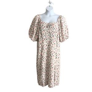 Old Navy Women's Midi Dress Plus 2X Floral Ditsy Boho Cottage Peasant Smocked